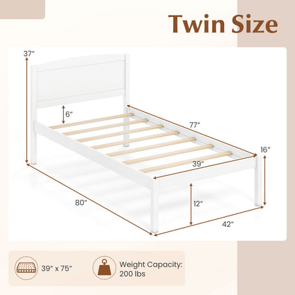 Twin Platform Bed Frame with Curved Headboard