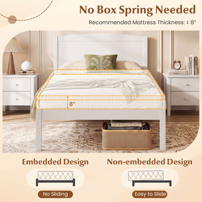 Twin Platform Bed Frame with Curved Headboard