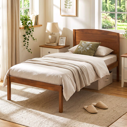 Twin Platform Bed Frame with Curved Headboard