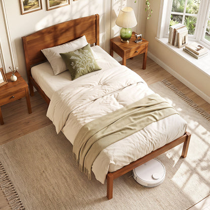 Twin Platform Bed Frame with Curved Headboard
