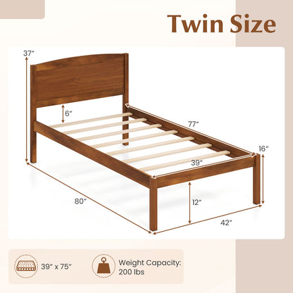 Twin Platform Bed Frame with Curved Headboard
