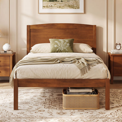 Twin Platform Bed Frame with Curved Headboard
