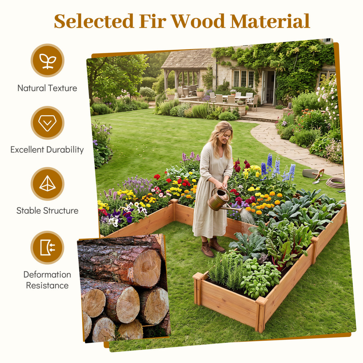 U-Shaped Wooden Raised Garden Bed - 5 Modular Planter Boxes
