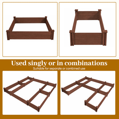 U-Shaped Wooden Raised Garden Bed - 5 Modular Planter Boxes
