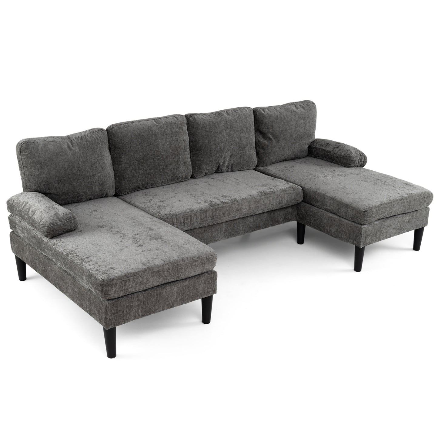 U-shaped Sectional Couch with Double Chaise for Living Room-Grey