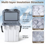 Ultra-Light Injection Molded Cooler 21 QT Hard Ice Chest-White