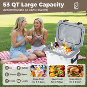 Ultra-Light Injection Molded Cooler 53 QT Hard Ice Chest-White