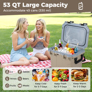 Ultra-Light Injection Molded Cooler 53 QT Hard Ice Chest-Coffee