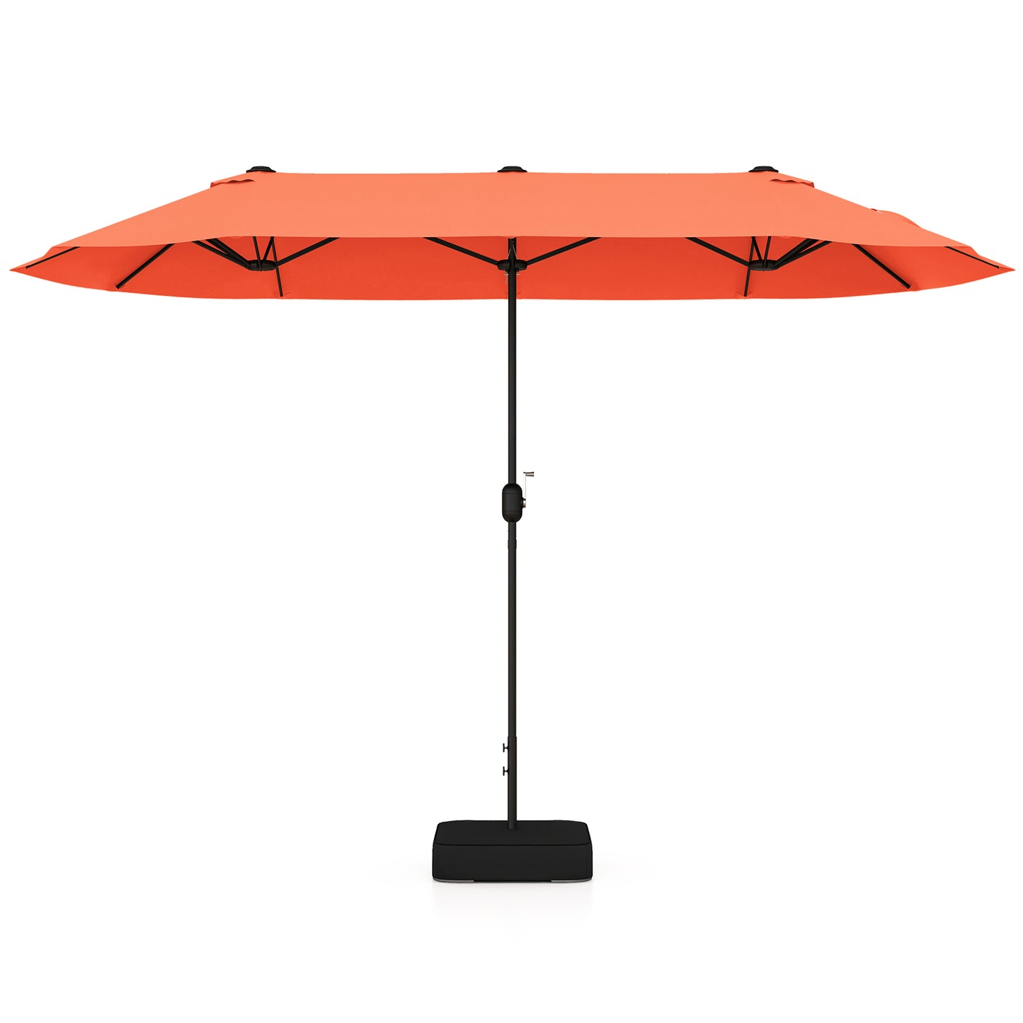 13 Feet Double-Sided Patio Twin Table Umbrella with Crank Handle-Wine - Orange