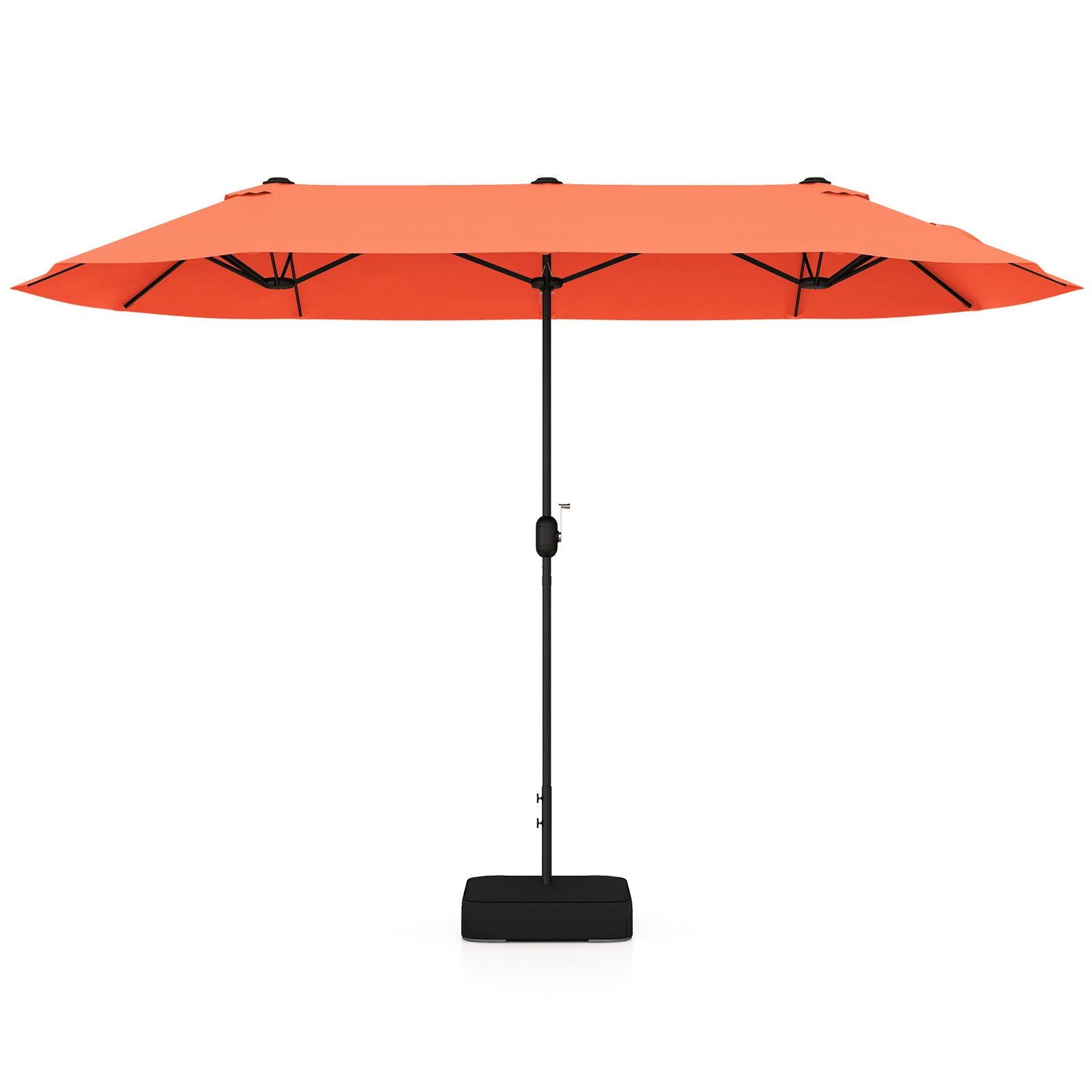 13 Feet Double-Sided Patio Twin Table Umbrella with Crank Handle-Wine - Orange
