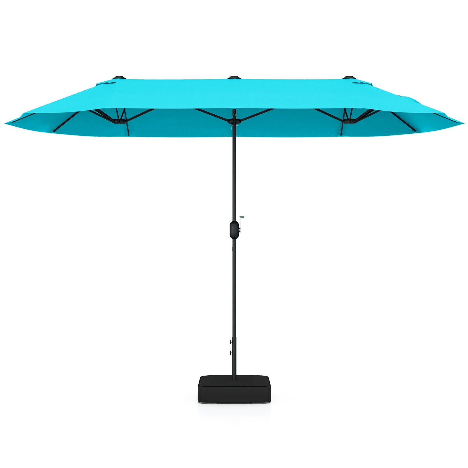 13 Feet Double-Sided Patio Twin Table Umbrella with Crank Handle-Wine - Turquoise