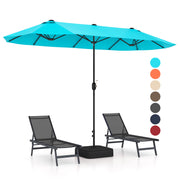 13 Feet Double-Sided Patio Twin Table Umbrella with Crank Handle-Turquoise