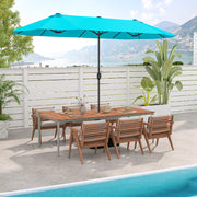 13 Feet Double-Sided Patio Twin Table Umbrella with Crank Handle-Turquoise
