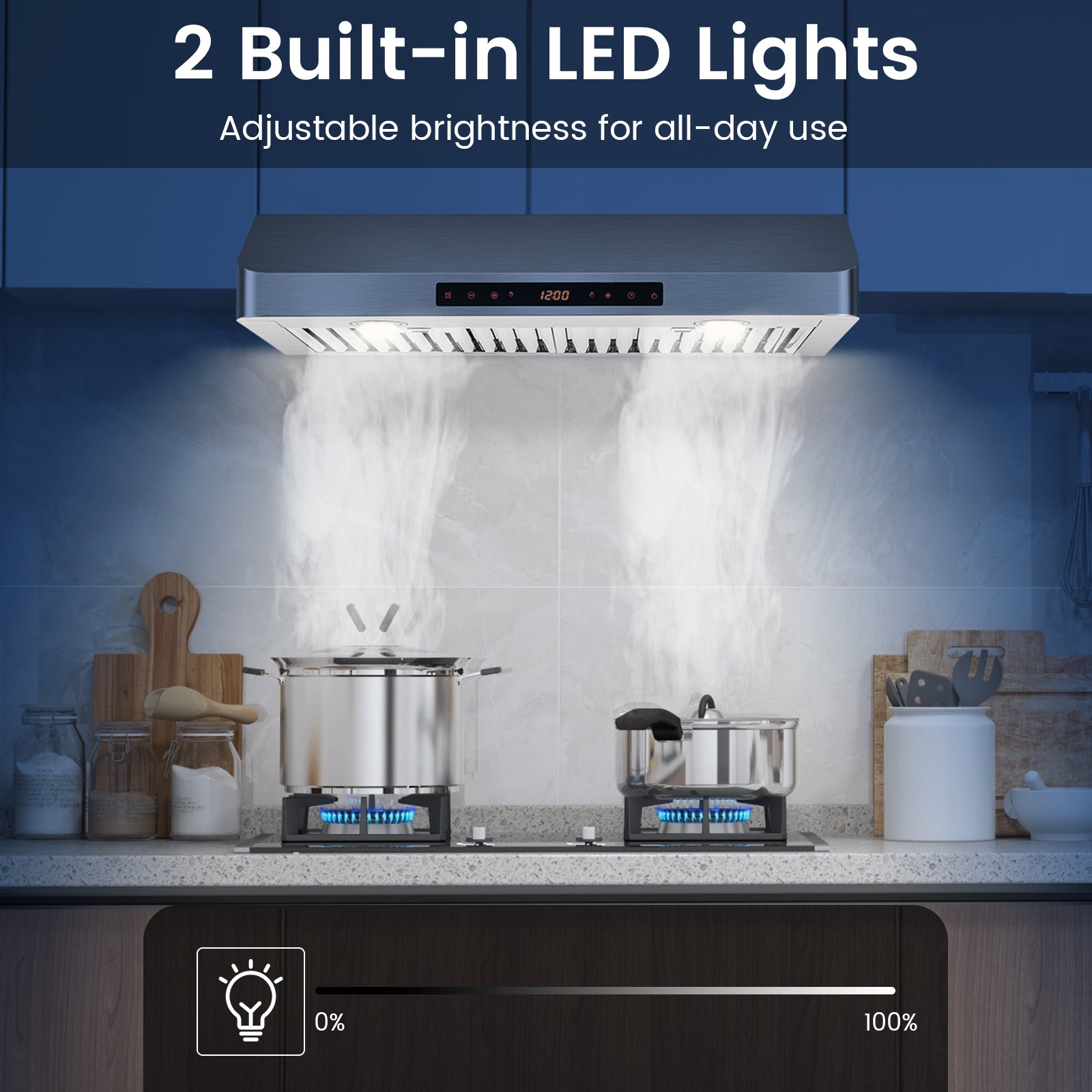 35.5/29.5 Inch Under Cabinet Range Hood 900 CFM Kitchen Vent with 4 Fan Speed-29.5 inches