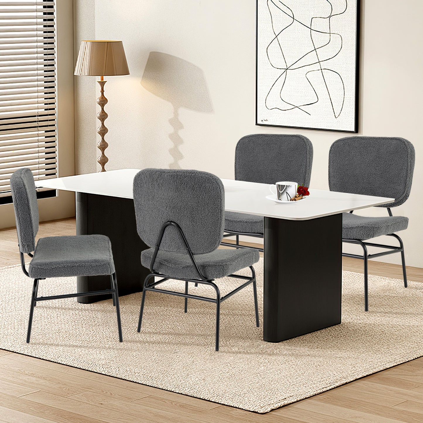 Upholstered Accent Chair Sherpa Reading Chair with Sponge Padding