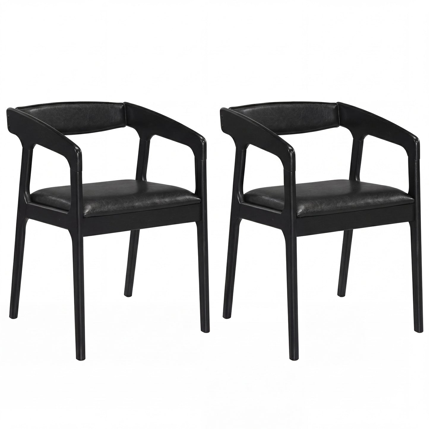 Upholstered Armchairs Set of 2 with Cozy Backrest and Padded Seat Cushion-Natural - Black