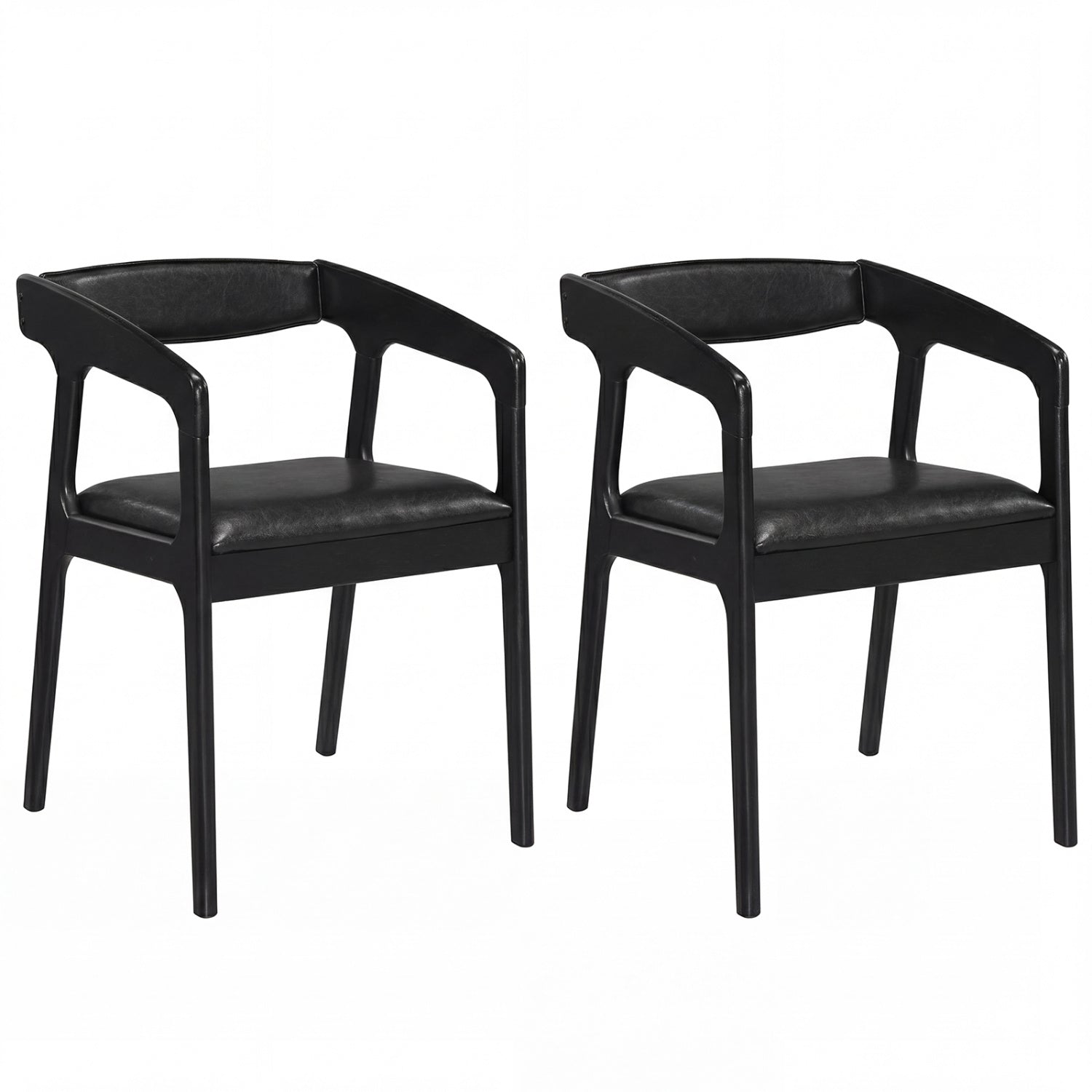 Upholstered Armchairs Set of 2 with Cozy Backrest and Padded Seat Cushion-Natural - Black