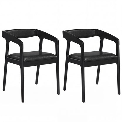 Upholstered Armchairs Set of 2 with Cozy Backrest and Padded Seat Cushion-Natural - Black