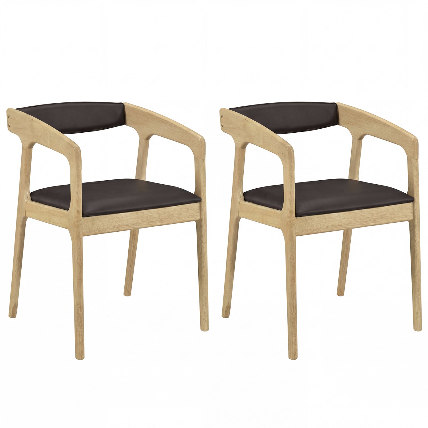 Upholstered Armchairs Set of 2 with Cozy Backrest and Padded Seat Cushion-Natural - Natural