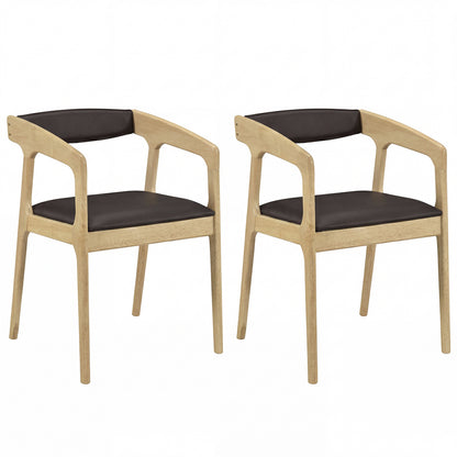 Upholstered Armchairs Set of 2 with Cozy Backrest and Padded Seat Cushion-Natural - Natural
