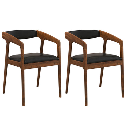 Upholstered Armchairs Set of 2 with Cozy Backrest and Padded Seat Cushion-Brown