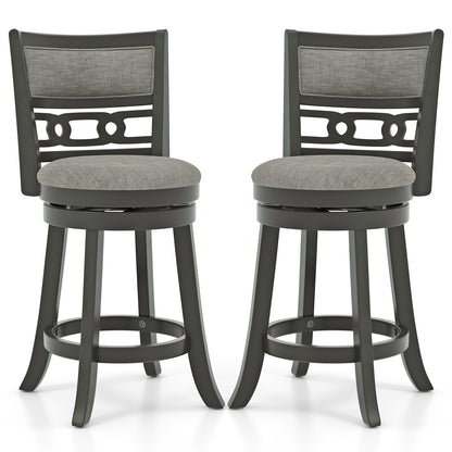 26" Counter Height Bar Chair with Wooden Frame Swivel Seat and Footrest for Pub Bar Restaurant-2 Pack