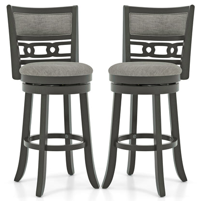 30.5" Bar Height Bar Chair with Wooden Frame Swivel Seat and Footrest for Pub Bar Restaurant-2 Pieces