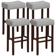 29 Inch Set of 2 Height Upholstered Bar Stool with Solid Rubber Wood Legs and Footrest-Gray