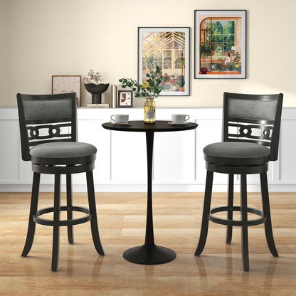 30.5" Bar Height Bar Chair with Wooden Frame Swivel Seat and Footrest for Pub Bar Restaurant-1 Piece