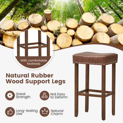 Upholstered Bar Stools Set of 2 with Footrests for Counter