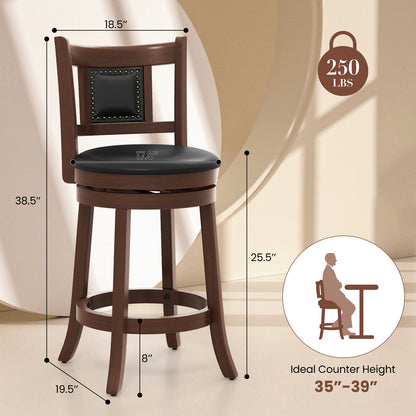 25.5 Inch/30.5 Inch Upholstered Bar Stools Set of 2 with Curved Backrest and Footrest-30.5 Inches - 25.5 Inches
