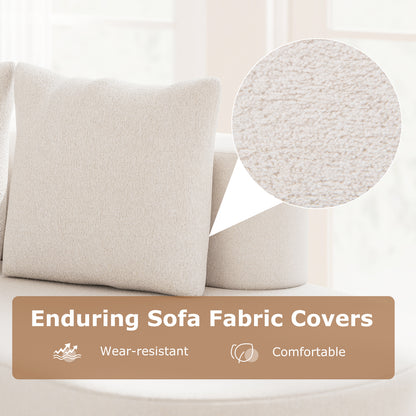 Upholstered Curved Sofa with 2 Cozy Pillows-Beige
