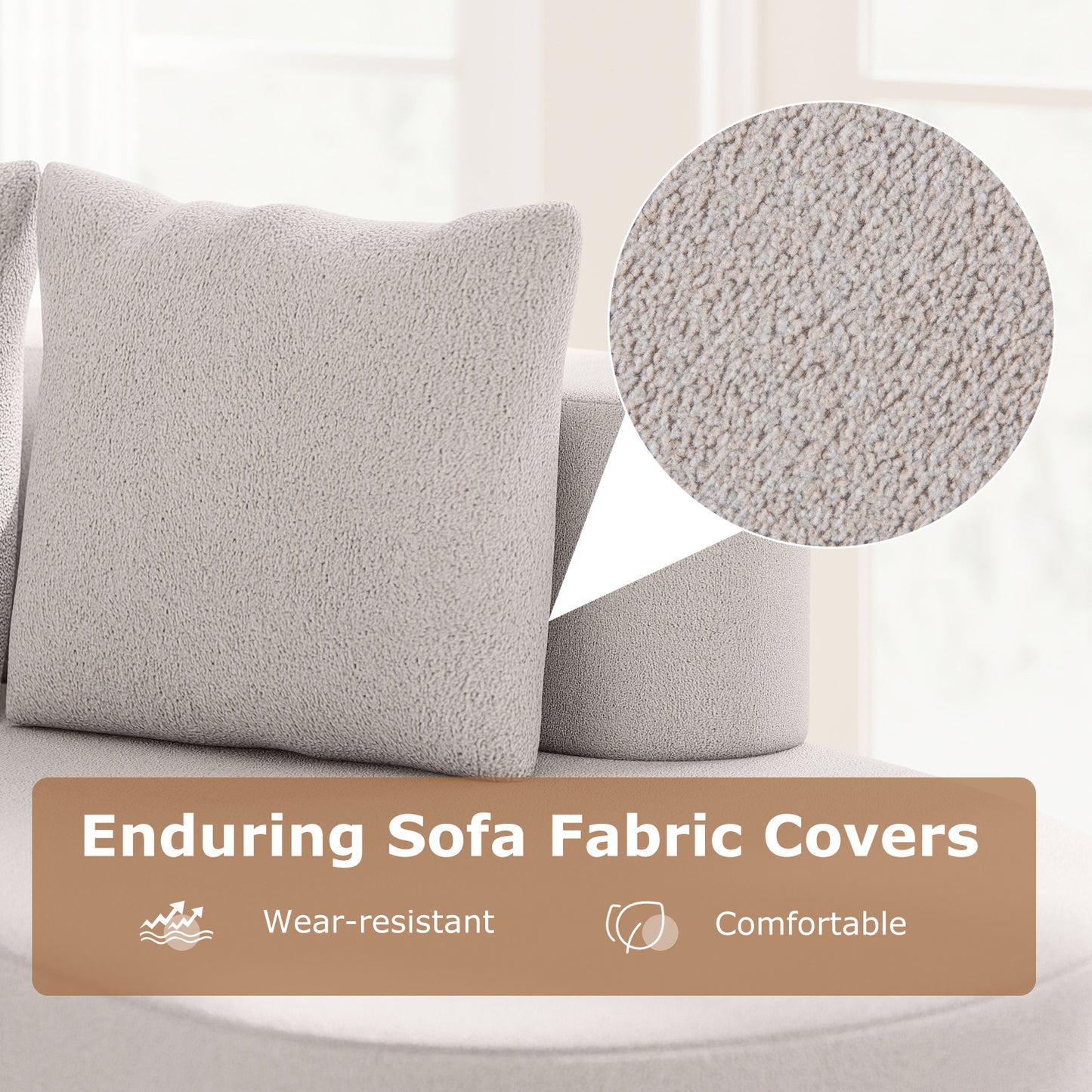 Upholstered Curved Sofa with 2 Cozy Pillows-Gray