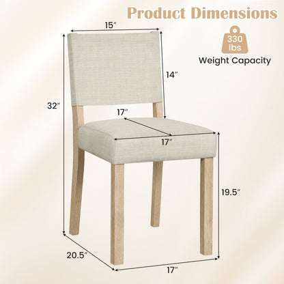 Upholstered Dining Chairs Set of 2 with Rubber Wood Legs