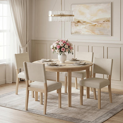 Upholstered Dining Chairs Set of 4 with Rubber Wood Legs