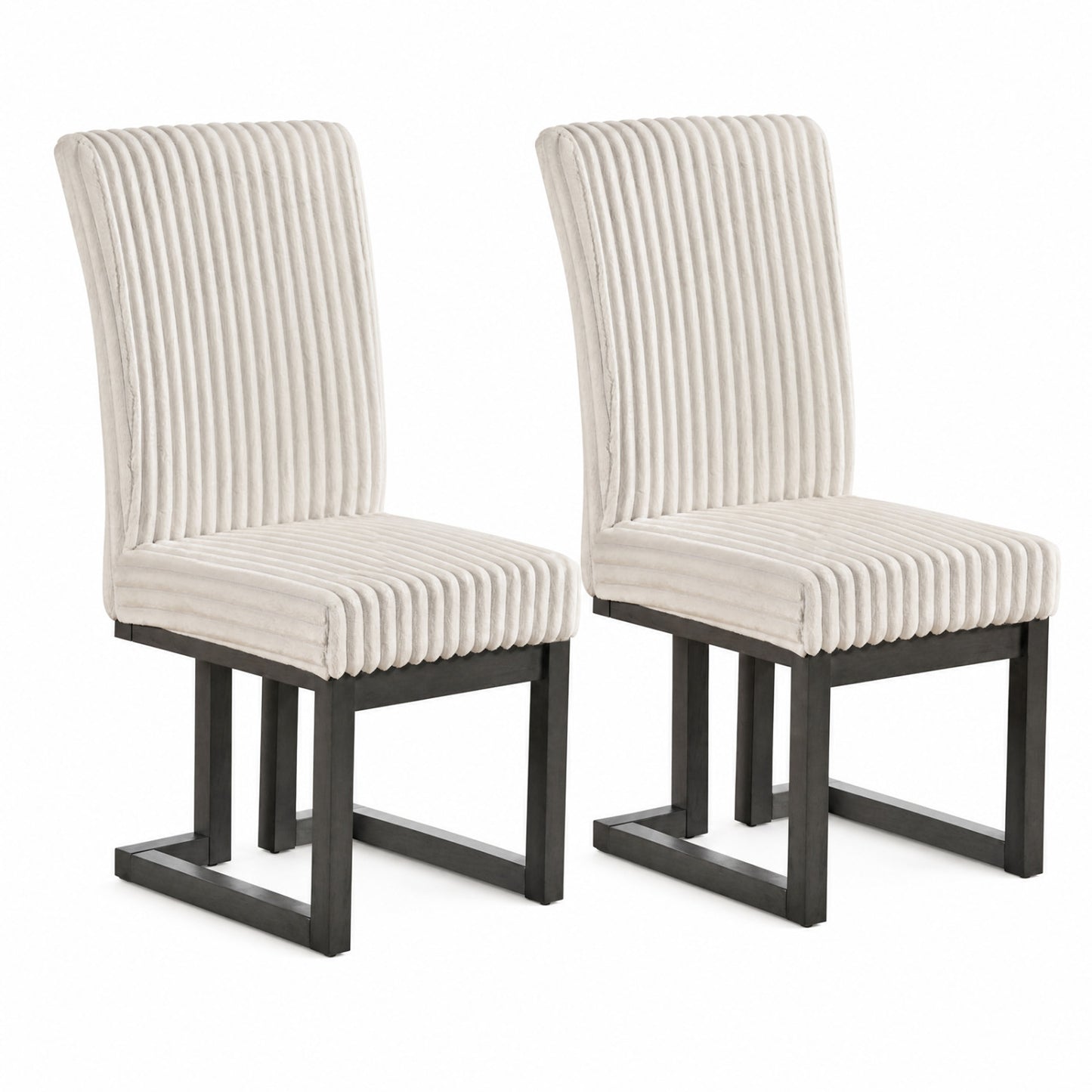 Upholstered Dining Chairs Set of 2 with Rubber Wood Legs