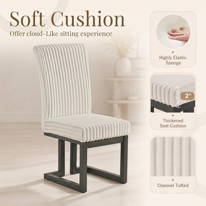 Upholstered Dining Chairs Set of 2 with Rubber Wood Legs