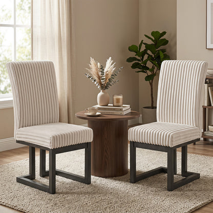 Upholstered Dining Chairs Set of 2 with Rubber Wood Legs