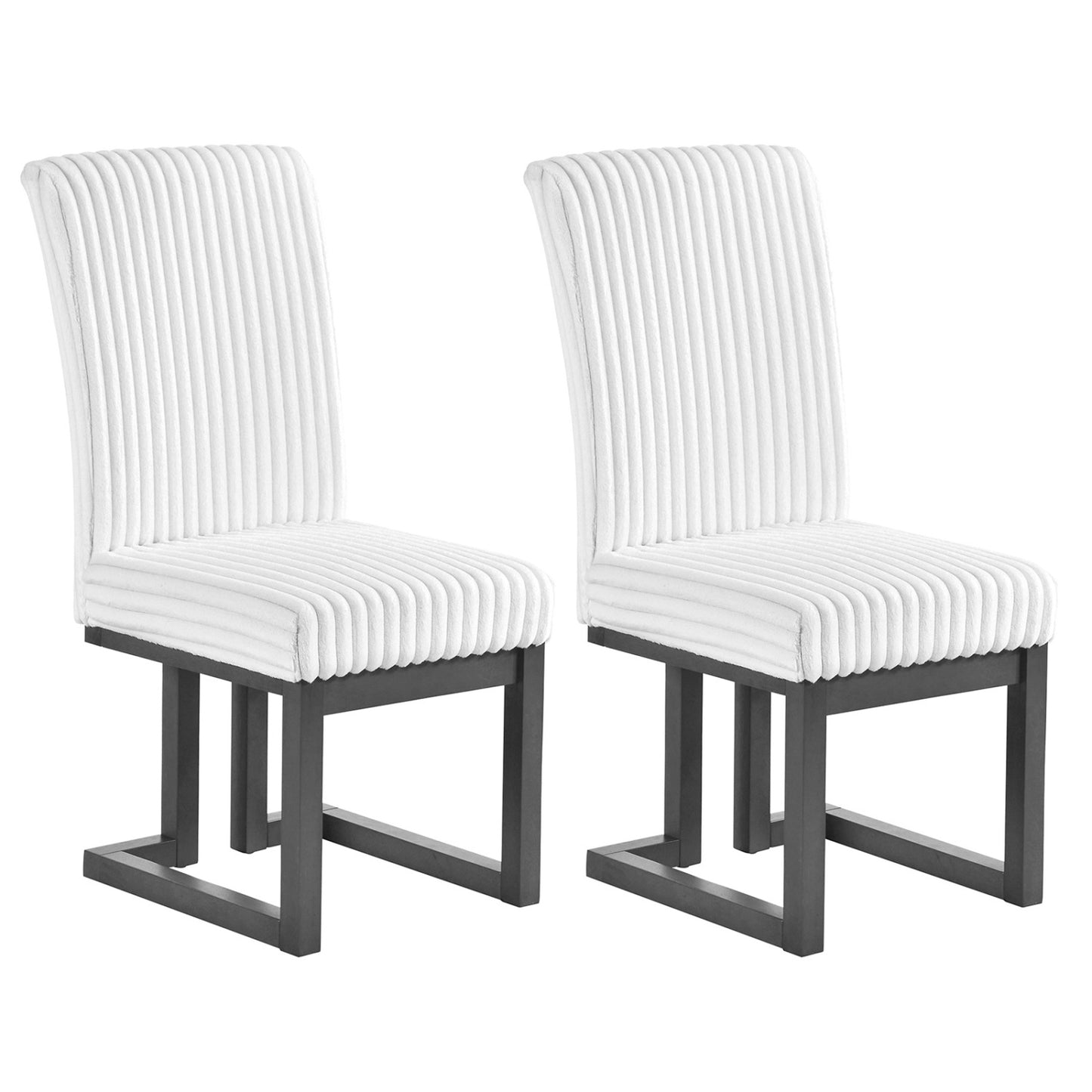Upholstered Dining Chairs Set of 2 with Rubber Wood Legs
