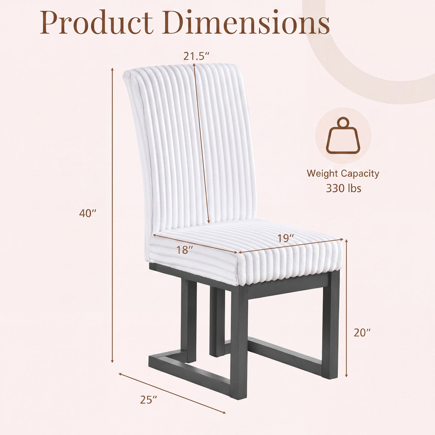 Upholstered Dining Chairs Set of 2 with Rubber Wood Legs