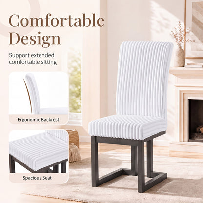 Upholstered Dining Chairs Set of 2 with Rubber Wood Legs