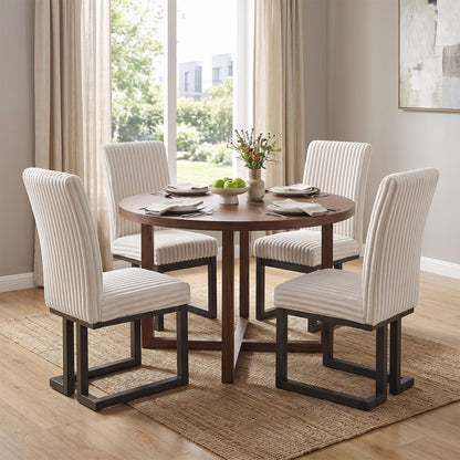 Upholstered Dining Chairs Set of 4 with Rubber Wood Legs