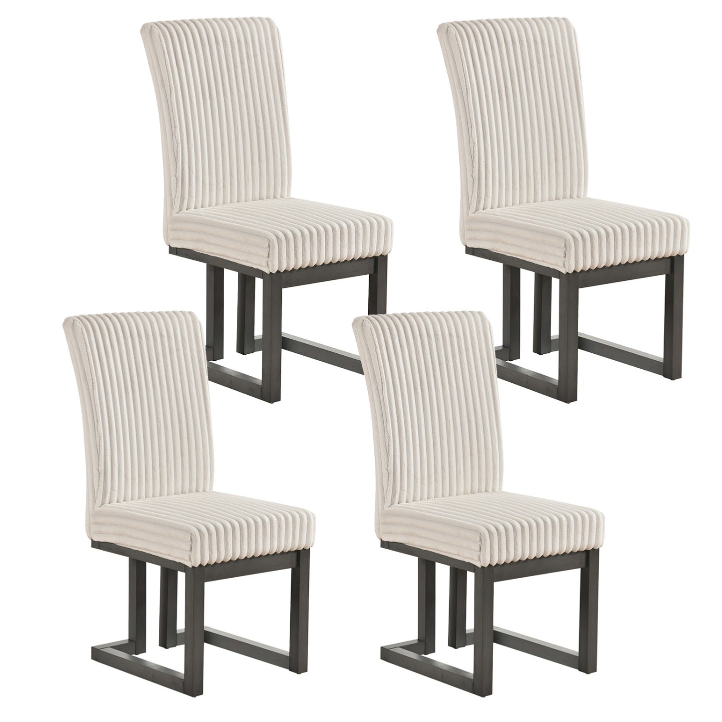 Upholstered Dining Chairs Set of 4 with Rubber Wood Legs