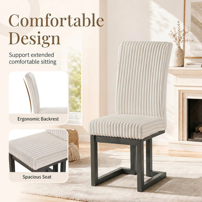 Upholstered Dining Chairs Set of 4 with Rubber Wood Legs