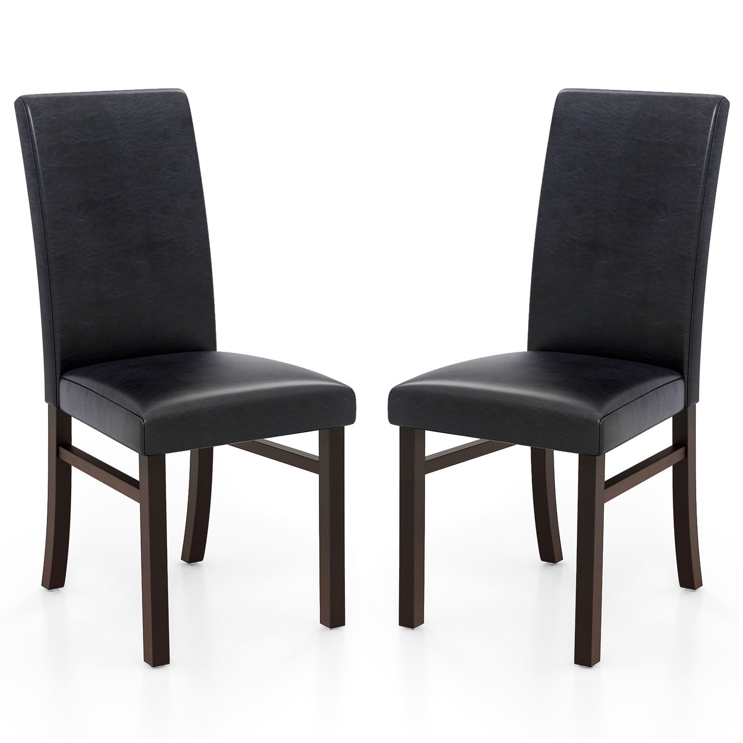 Upholstered Dining Chairs Set of 2 with Solid Rubber Wood Legs