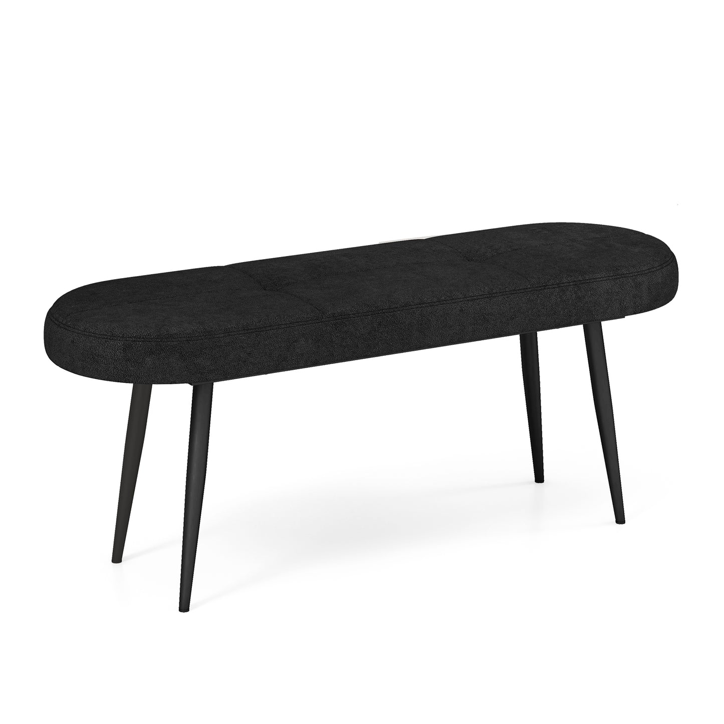 47 Inch Upholstered Entryway Bench with Heavy-duty Metal Frame-Black - Black