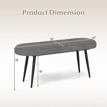 47 Inch Upholstered Entryway Bench with Heavy-duty Metal Frame