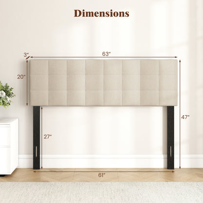 Upholstered Headboard Queen/Full Size with Adjustable Legs