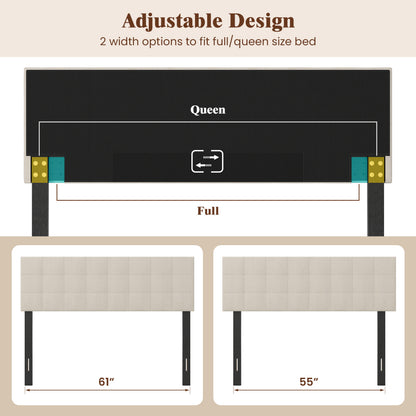 Upholstered Headboard Queen/Full Size with Adjustable Legs