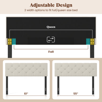 Upholstered Tufted Headboard Queen/Full Size with Adjustable Legs